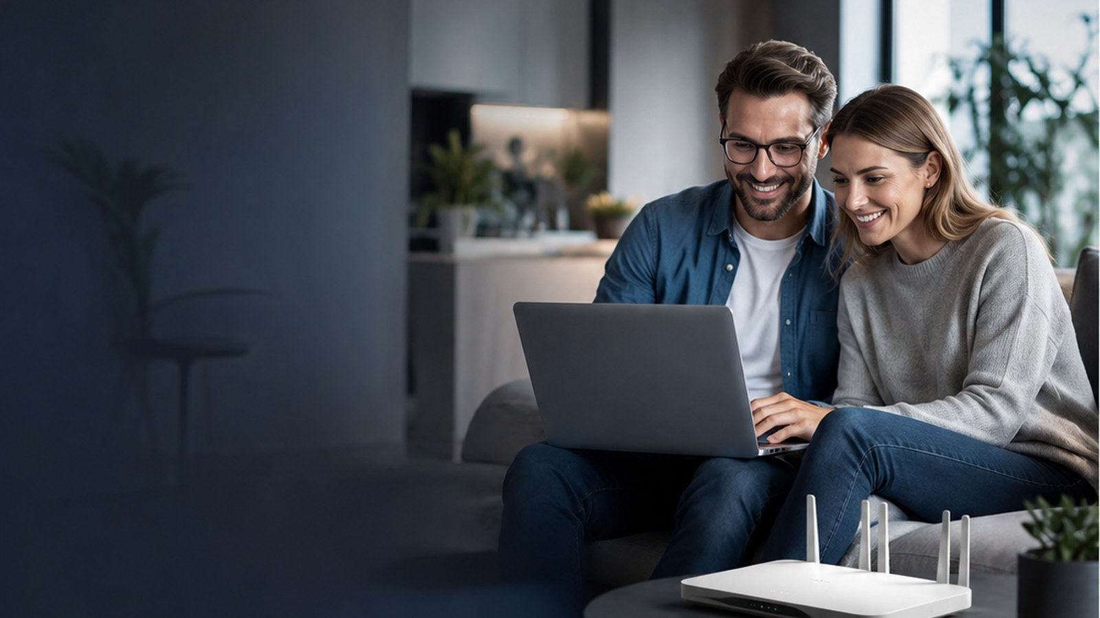 Person prüft Internetangebote am Laptop